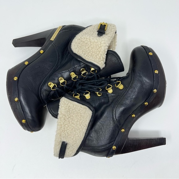 BCBG Generation Melo Boots Size 7 Sherpa Faux Fur Lined Heeled Ankle Boots - Picture 3 of 8